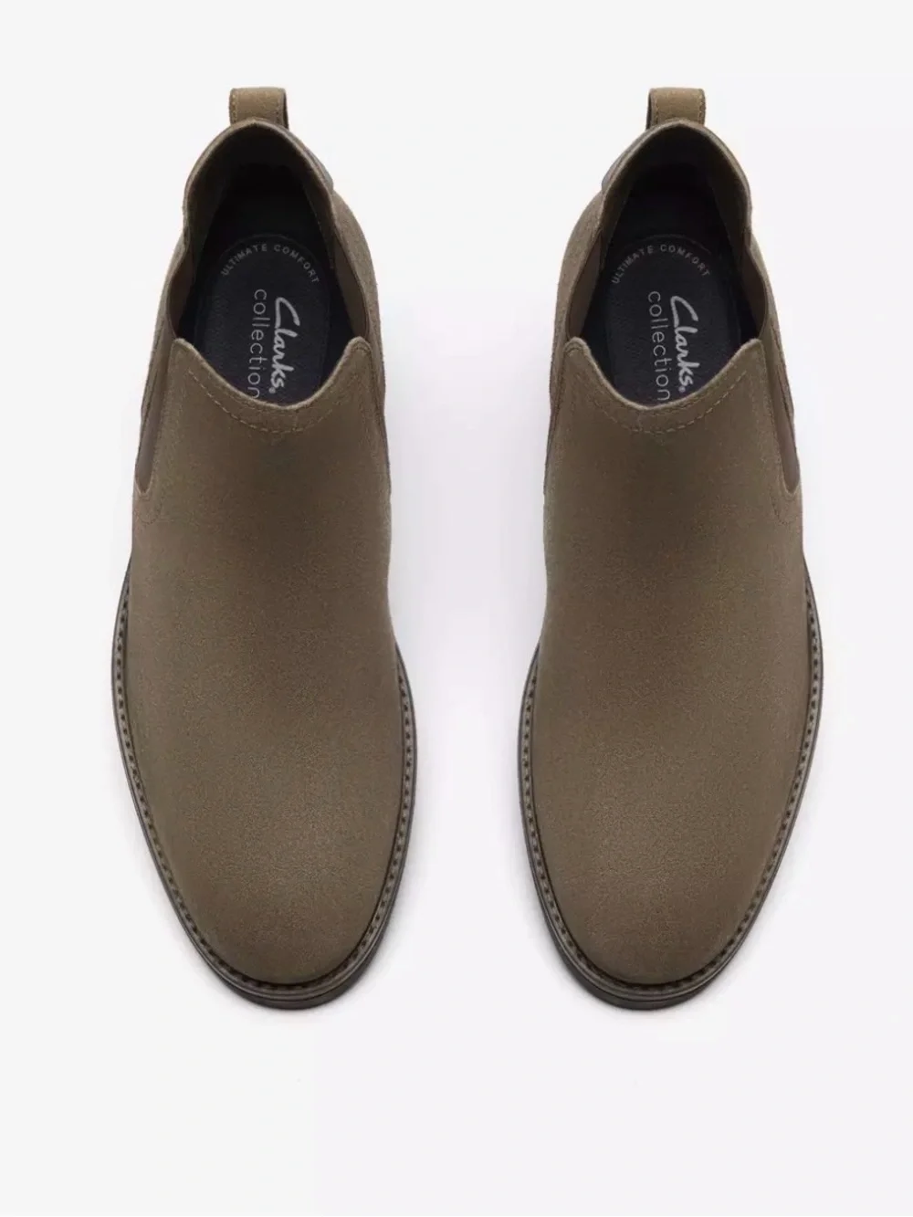 Clarks Men's Emmet Easy Chelsea Slip-On Boots in Stone Suede